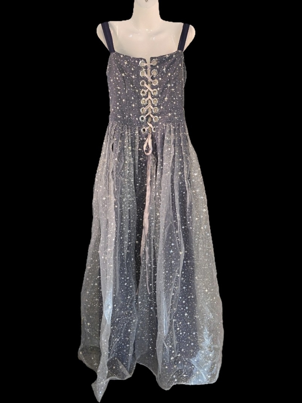 Custom Made Navy Starry Ball Gown | Evening Dress - Picture 9 of 9